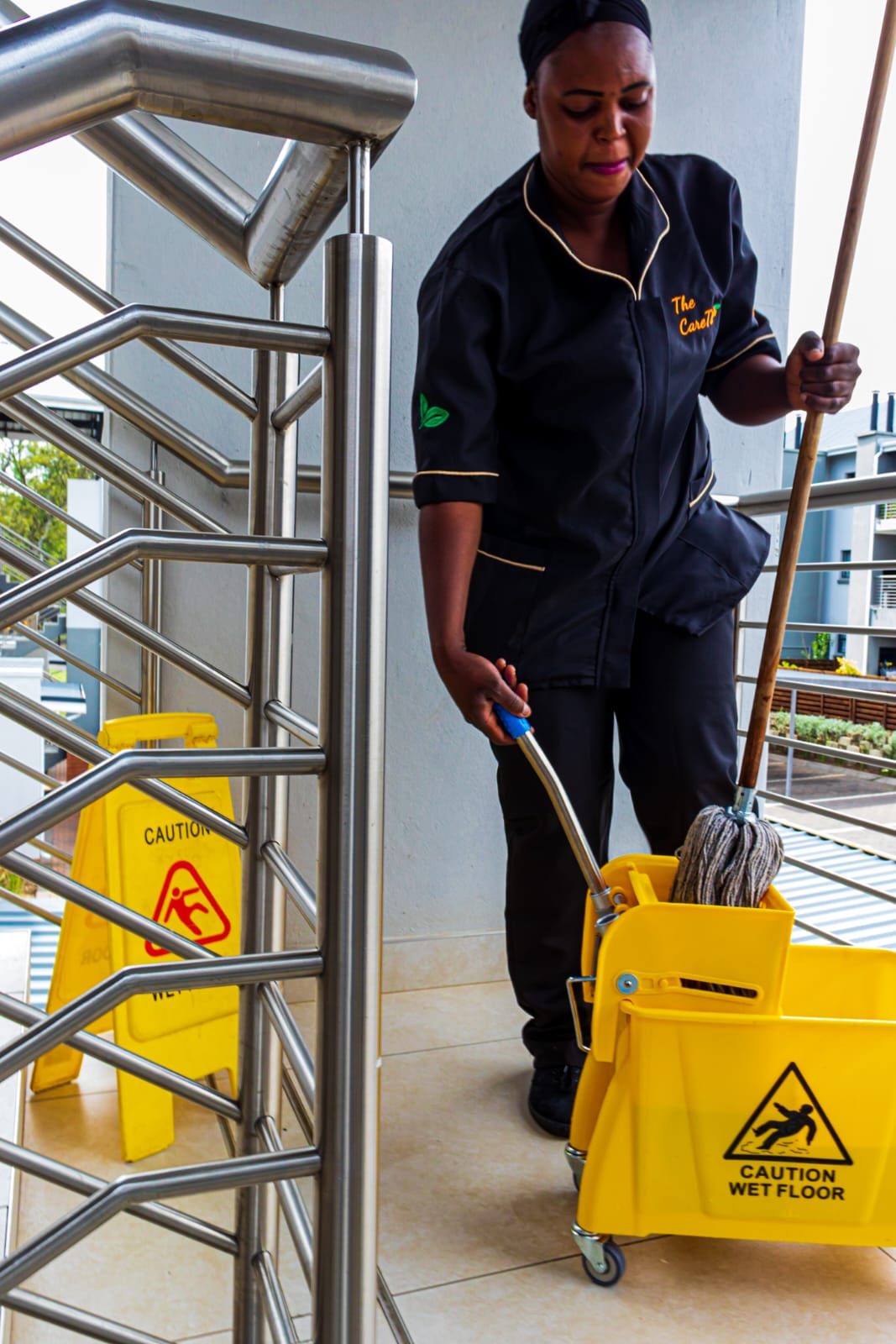 cleaner with caution board